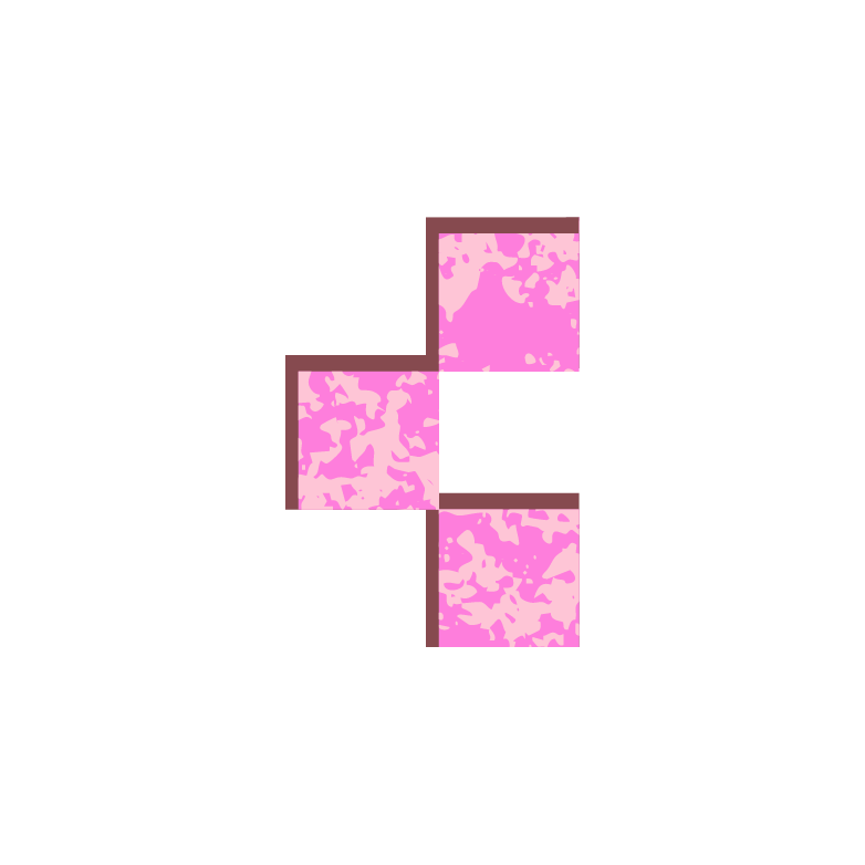 An abstract image with a blue brush stroke, two colorful leaves, and a feather-like structure.